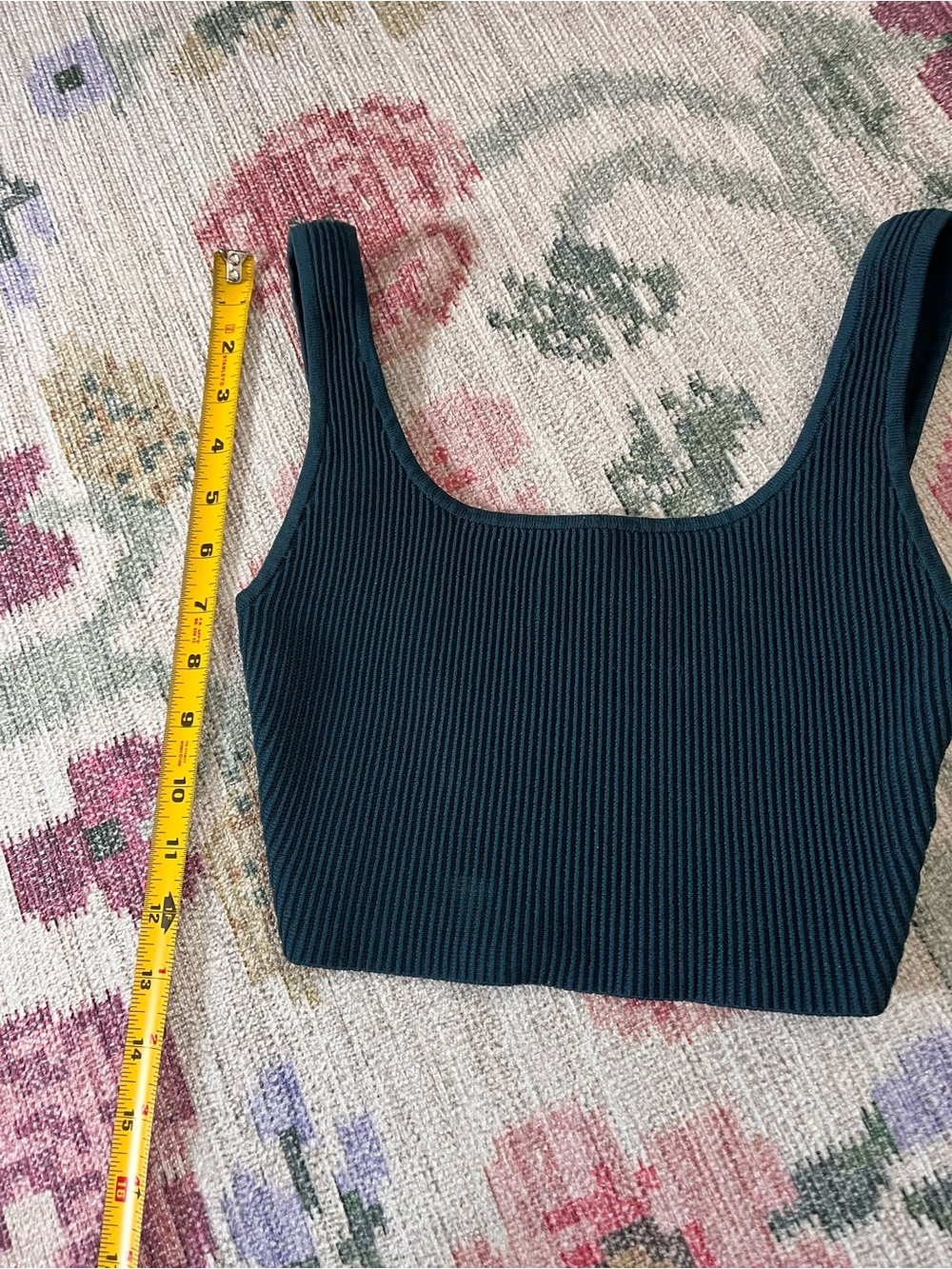 Babaton Ribbed Scoop Crop Tank - Teal Blue